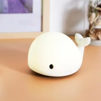 

Adeeing LED Night Light Touch whale USB Rechargeable Multicolor Light Silicone Pat Lamp Children Baby Bedside Light