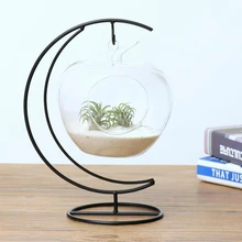 В форме яблока стеклянная подвесная ваза для цветов воздушные растения суккулент гидропонный горшок кукольный домик чайный светильник подсвечник домашний декор