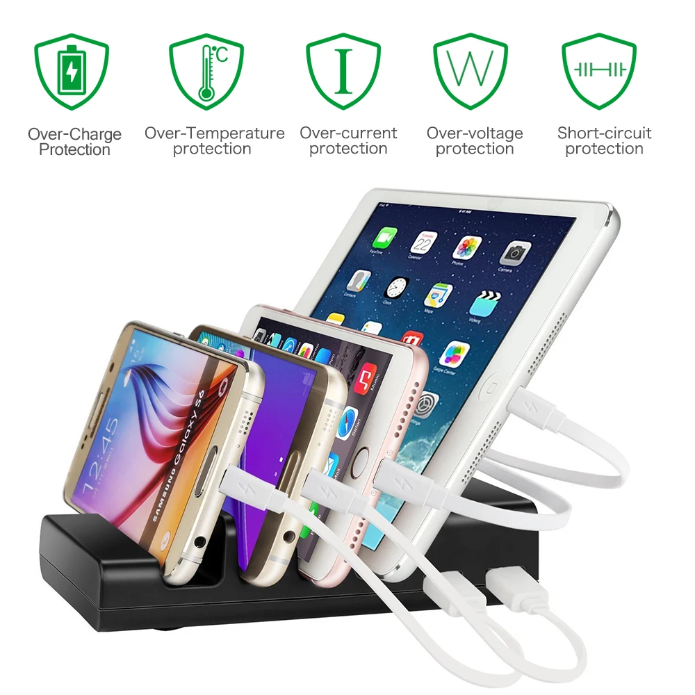 CHOETECH 4 ميناء USB شاحن لسطح المكتب العالمي محطة لشحن الهاتف المحمول قفص الاتهام لعدة أجهزة الهاتف الذكي أقراص CHOETECH 4 ميناء USB شاحن لسطح المكتب العالمي محطة لشحن الهاتف المحمول قفص الاتهام لعدة أجهزة الهاتف الذكي أقراص