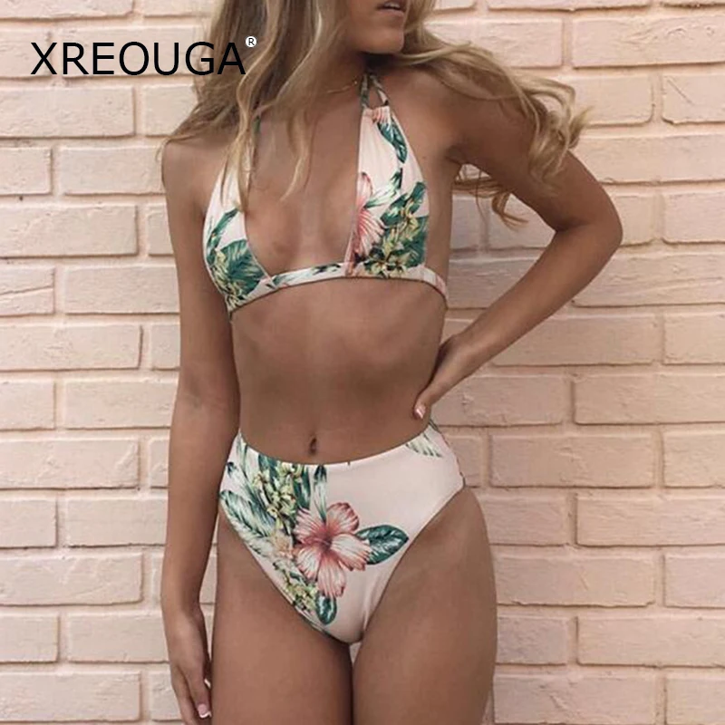 

XREOUGA High Waist Floral Bikini Sexy Women Swimsuit Brazilian Bikini Set Print Swimwear Beach Bathingsuit Maillot De Bain Femme
