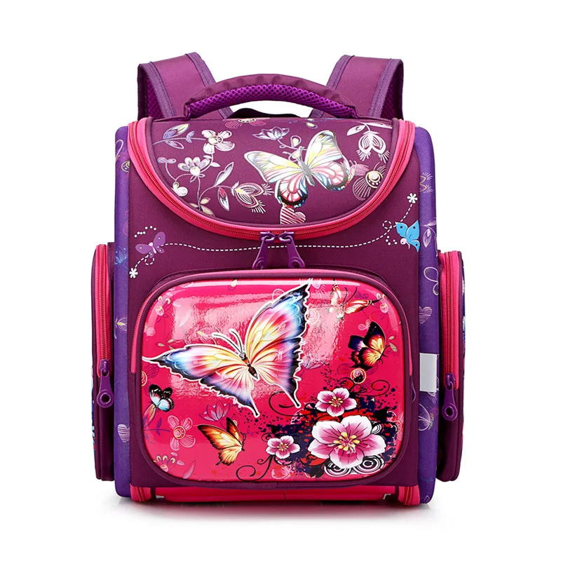 

2019 1-3 grade orthopedic Butterfly school bag satchel for boys and girls cars Children Primary School Backpack Mochila Infantil