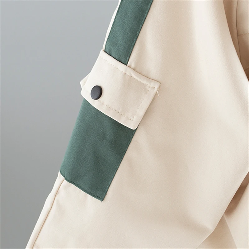 lower price Spring Autumn Outerwear Coat Women Long Sleeve Casual Patchwork Oversize Loose Zipper Windbreaker F