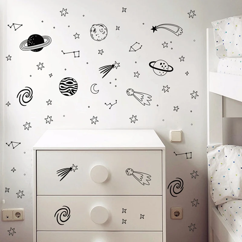Pegatina de Pared Set habitaci/ón Infantil Estrella con Las pautas de los ni/ños para Pegar Mural Pegatinas