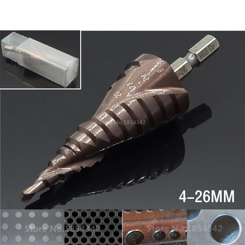HSS CO M35 шестигранный хвостовик 4 26 мм спиральный паз Broca металлическое ступенчатое