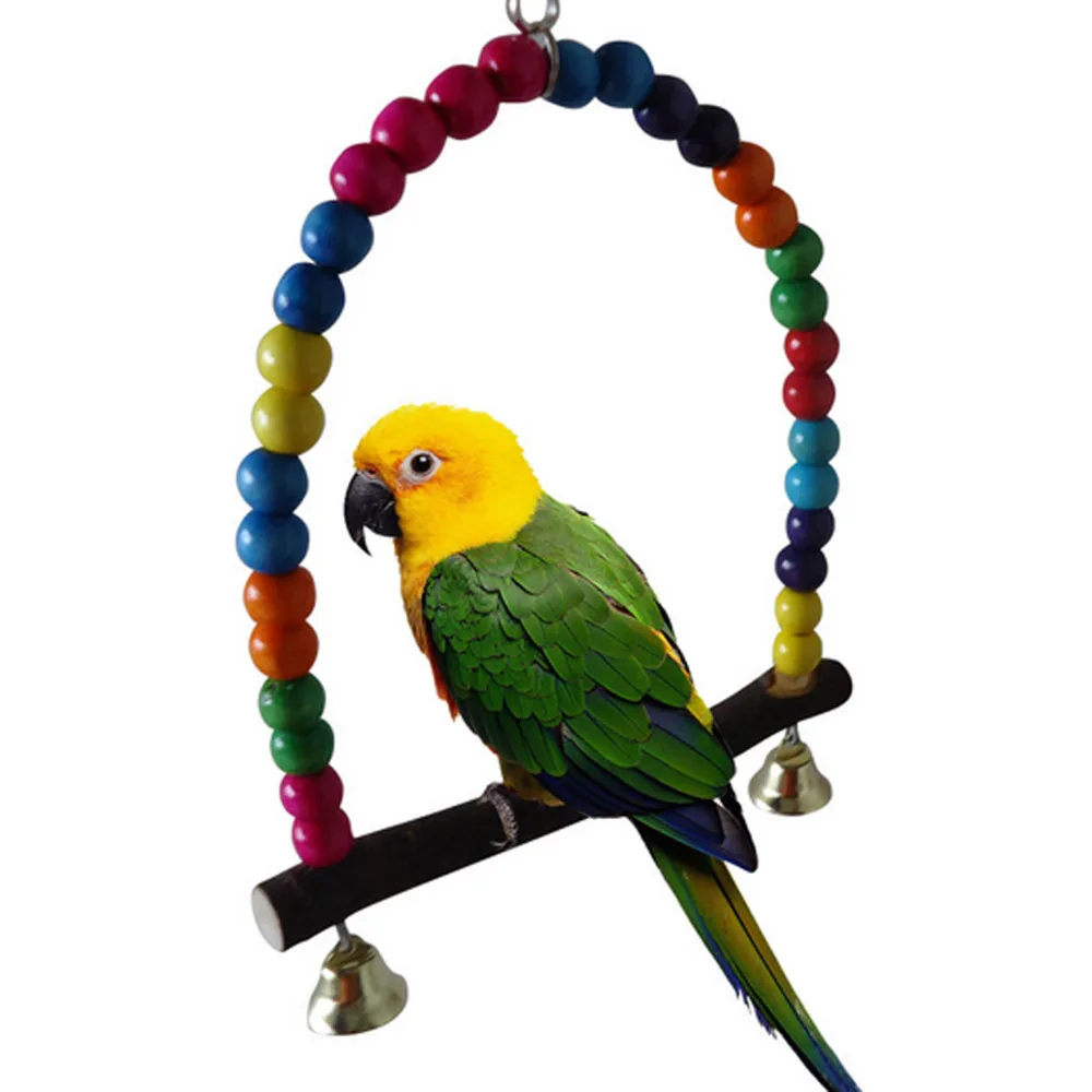 1Pc Fashion Wooden Bird Parrot Swing Toy for Parakeet Cockatiel Lovebird Budgie Cage Hangingin