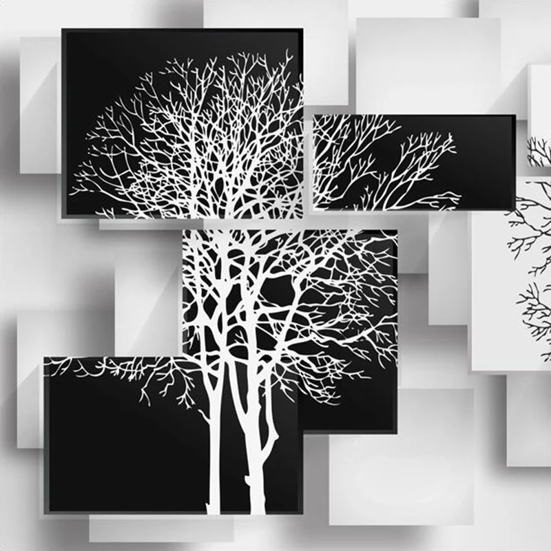 Пользовательские фотообоями Papel де Parede 3D современный черный белый цвет большое
