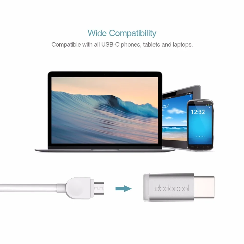 Dodocool Mini USB-C type-C к Micro USB адаптер преобразования type-C к USB 3,0 разъем для MacBook/ChromeBook Pixel/Nexus 5X6 P