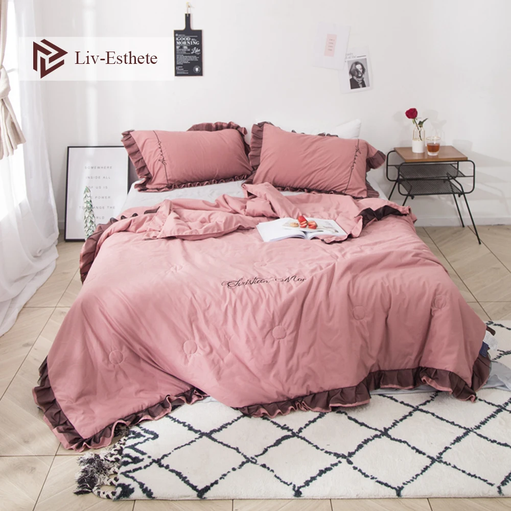 Liv Esthete 1 шт. роскошное розовое одеяло для красоты кружевное двойное постельное