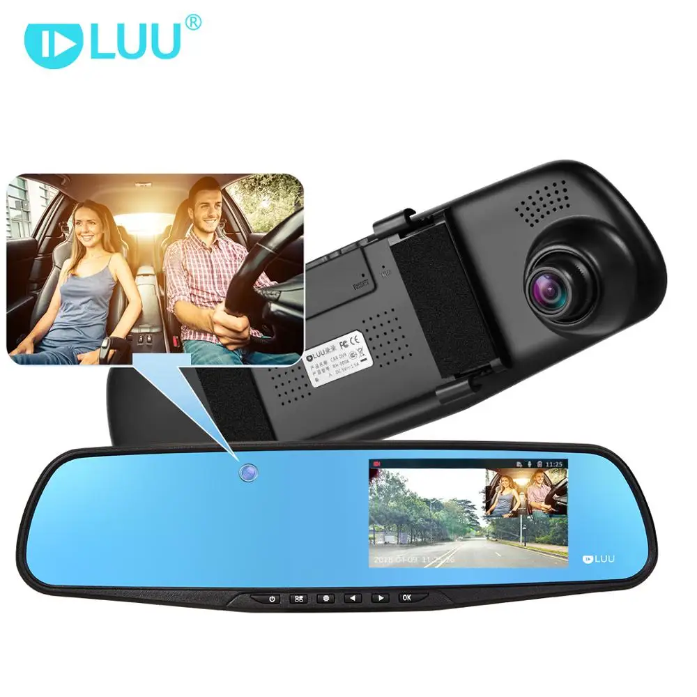 4.3 inch 720P HD Car Dvr Hidden Built-in Camera Rearview Mirror Digital Video Recorder dash cam Dual Lens Camcorder