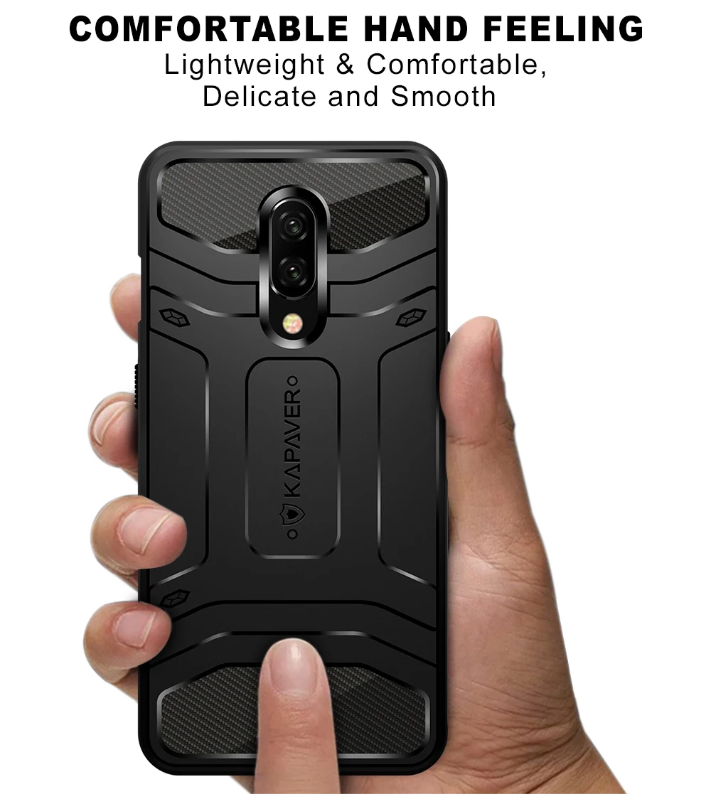 [Обновленная версия] капавер®Чехол-накладка на заднюю панель, совместимый с OnePlus 7/1+ 7, жесткий прочный Чехол, черный ударопрочный защитный тонкий Чехол