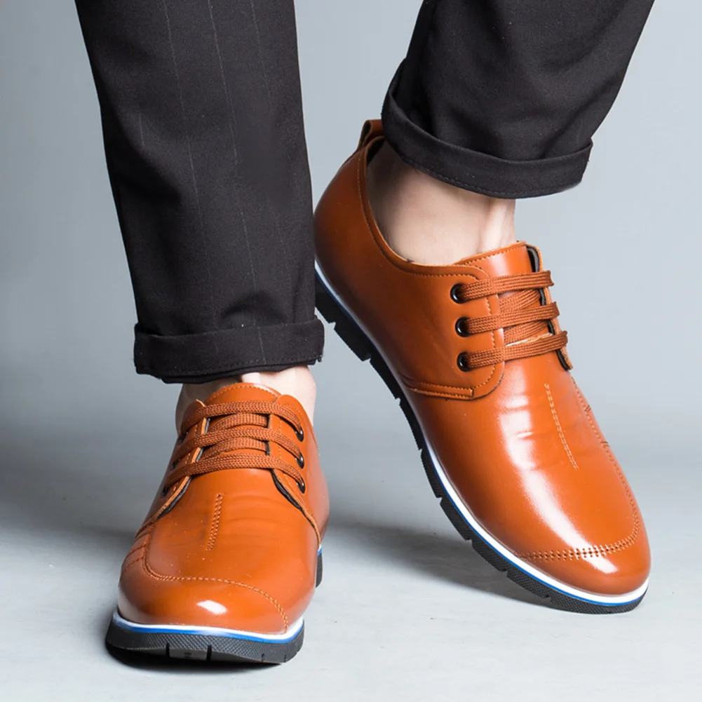 

Comfy Basic Spring Autumn Microfiber Leather Men Shoes Soft Fashion British Business Driving Casual Breathable Outdoor Lace Up