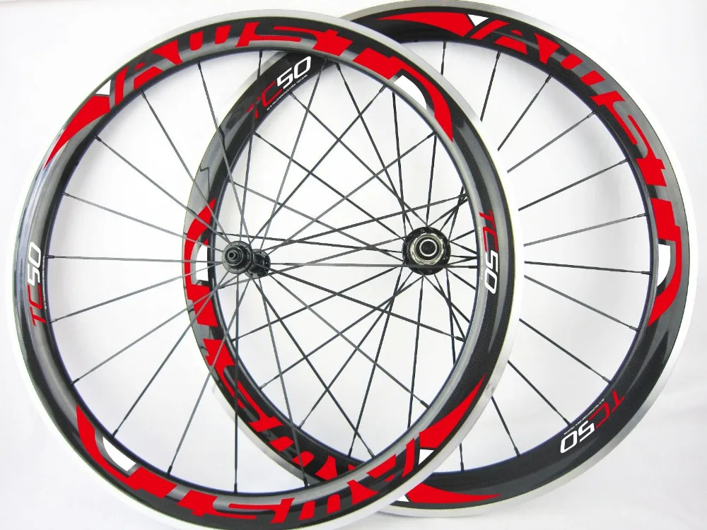 Road Bike carbon wheelset 700C clincher rim Alloy Brake carbon wheels clincher 50mm with aluminum braking surface