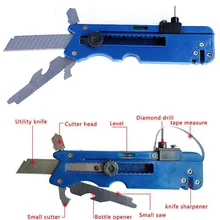 Прямая поставка Профессиональный стеклянный шестиколесный Металлический Набор для резки стекла с измерительной линейкой