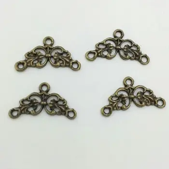 

Flower Connectors With Three Hook Bronze Zinc Alloy DIY Components Connector For Jewelry Findings 30pcs T671 Free Shipping