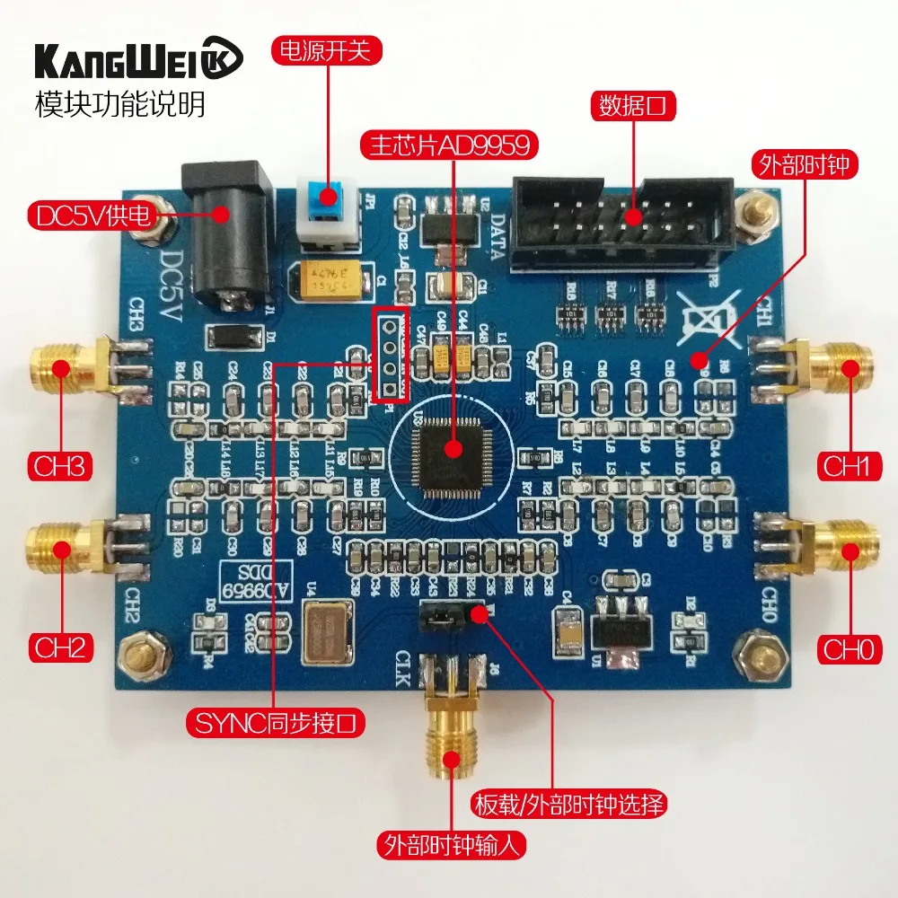 Источник радиочастотного сигнала AD9959 генератор сигналов четырехканальный модуль DDS производительность намного больше, чем AD9854