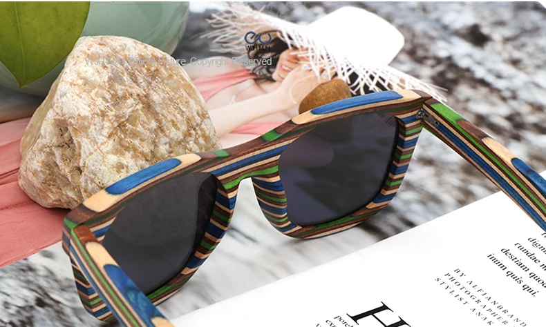 Ручной работы деревянные красочные framefashion солнечные очки, дамские солнечные очки UV400 gafas de sol классический дизайн поляризованных солнцезащитных очков для мужчин