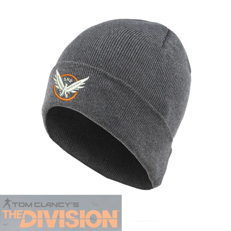 

Customize Embrodiery Logo Cap Game Tom Clancy's Division SHD Agent Cap Grey/Red/Black Knitted Hat for Men Women Winter Warm Cap