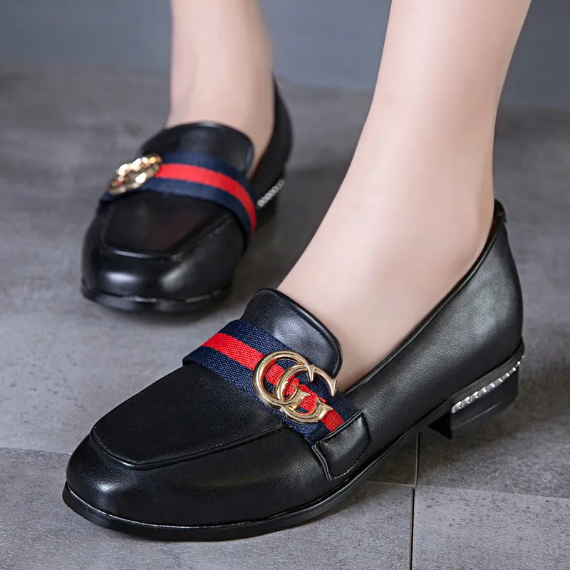 

Womens Flat Derby Shoes Dress Square Toe Slip on Solid Casual Boat Shoes Plus Size 33 - 43 Office Lady Style
