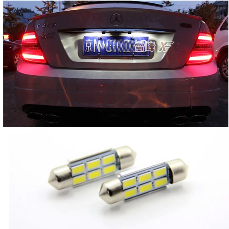 

2x LED License plate Light 6418 Error Free Super Bright 6 SMD LED For Benz W163 Mercedes ML320 ML350 ML500 ML55