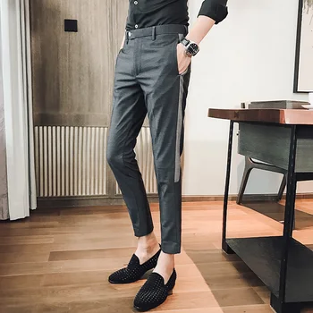

Japan and South Korea tide clothing Korean version of the summer nine pants British style Slim pants 2018 men's casual trousers
