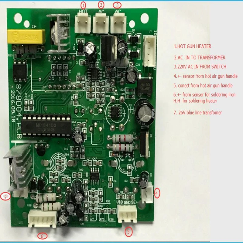 878D+ 2 в 1 SMD горячего воздуха и паяльная станция 220v BGA паяльная станция 878d схема PCB плата контроля температуры