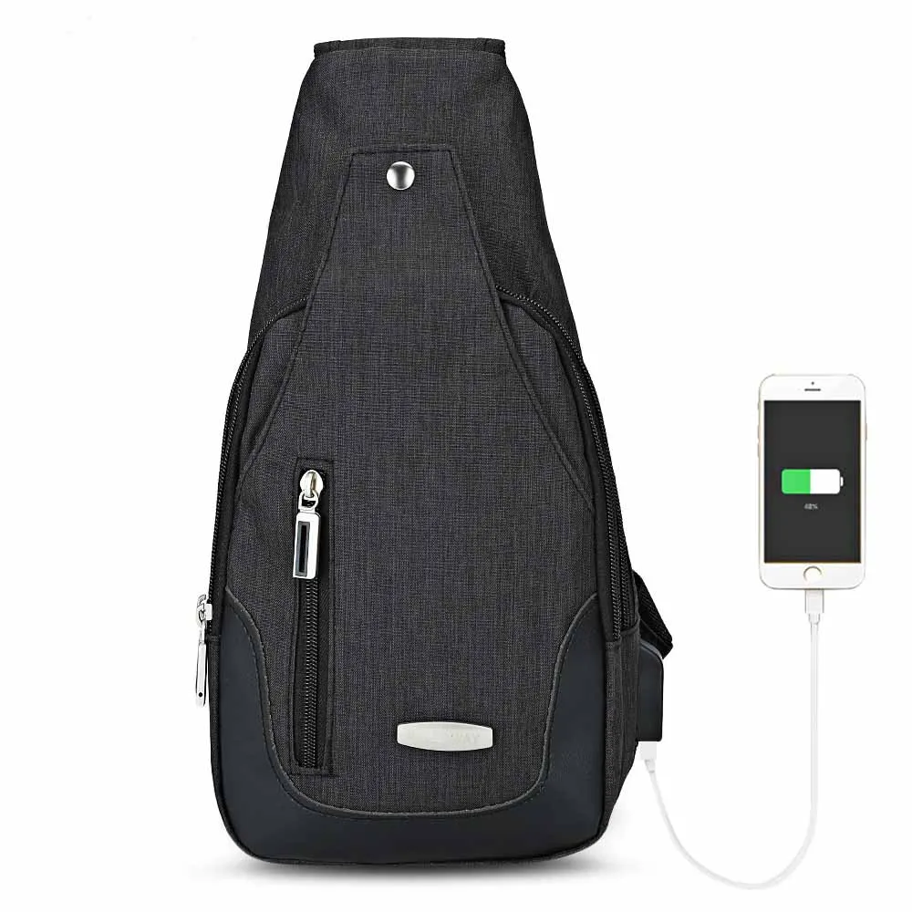 Мужские уличные Кроссбоди Sling bag Мужской груди сумки как для мужчин, так и женщин Внешний порт USB зарядки дорожные сумки