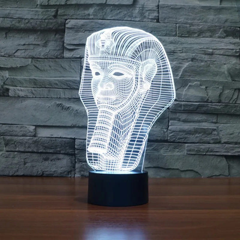 Бесплатная доставка Фантастический Дизайн 3D Pharaohs форма креативный Ночной свет прохладная лампа атмосфера Emotion Light как украшение дома
