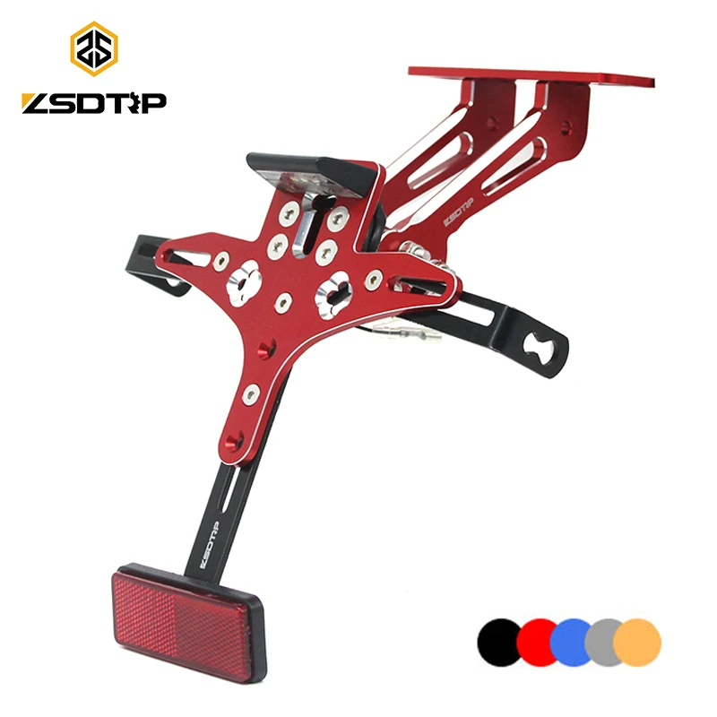 

ZSDTRP Motorcycle Adjustable Angle Aluminum License Number Plate Holder Bracket For YAMAHA R1/R3 MT-09/07 KAWASAKI Z800/1000