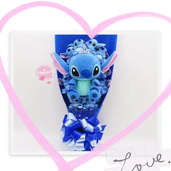 

Cute Stitch plush toys cartoon stitch bouquet gift box Stuffed Doll Best Gift for Children toy Christmas Valentine's graduation