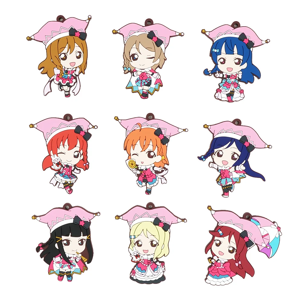 Резиновый брелок для ключей Love Live Lovelive Sunshine Aqours цирковое аниме Yoshiko Chika Hanamaru Ruby You