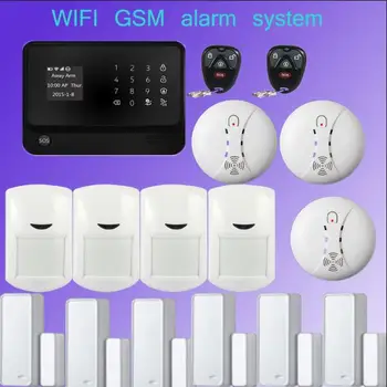 

433mhz Multilingual wifi alarm GSM GPRS Home Security alarm System Android &iOS APP Control with Smoke Detector
