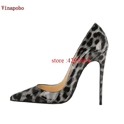Vinapobo/женские туфли-лодочки с леопардовым и полосатым принтом; туфли на высоком каблуке с острым носком; женские свадебные туфли на шпильках с принтом зебры - Цвет: 12cm