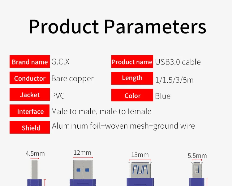 GCX USB удлинитель Кабель для передачи данных папа-мама USB-USB 3,0 кабель удлинитель шнур для ПК клавиатура принтер камера 1 м 1,5 м 3 м 5 м