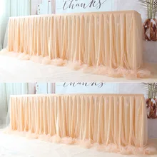 1 шт. 2 слоя Юбка для стола крышка детское платье-пачка с фатиновой юбкой, Юбка для стола для дня рождения, свадьбы, рождества, праздничные вечерние Декор Скатерти посуда