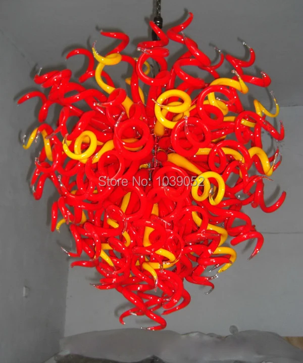 BGC20164-Solid red and yellow blown glass art chandelier lighting.jpg