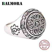BALMORA Настоящее серебро 925 пробы шесть слов 'мантровые кольца для женщин мужское кольцо на палец подарки буддистские ювелирные изделия Anillos SY20992