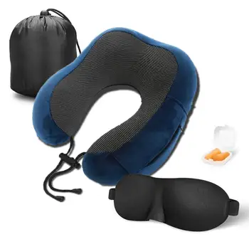 

Portable Auto Memory Cotton U - Shaped Pillow With Zipper Travel Neck Pillow For Car Aircraft Use Or Office Nap Drop Shipping