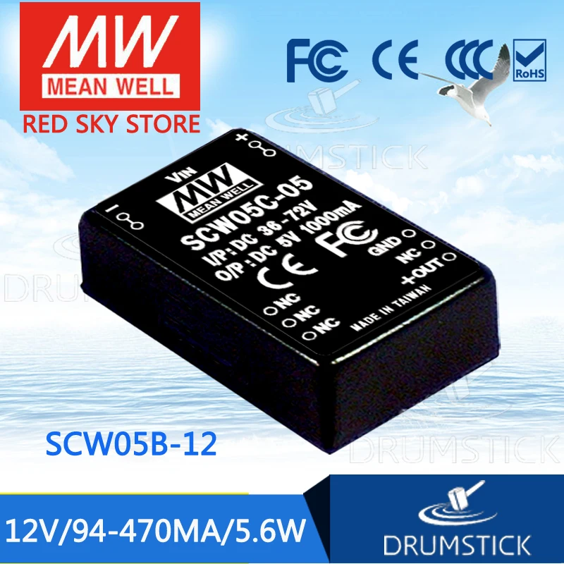 

Selling Hot MEAN WELL SCW05B-12 12V 470mA meanwell SCW05 12V 5W DC-DC Regulated Single Output Converter