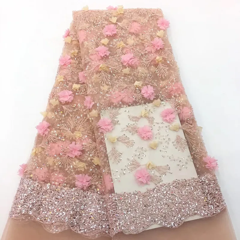 

African Lace Fabric 2019 Embroidered Nigerian Lace Fabric Bridal High Quality French Tulle Lace Fabric For Women Dress F1470