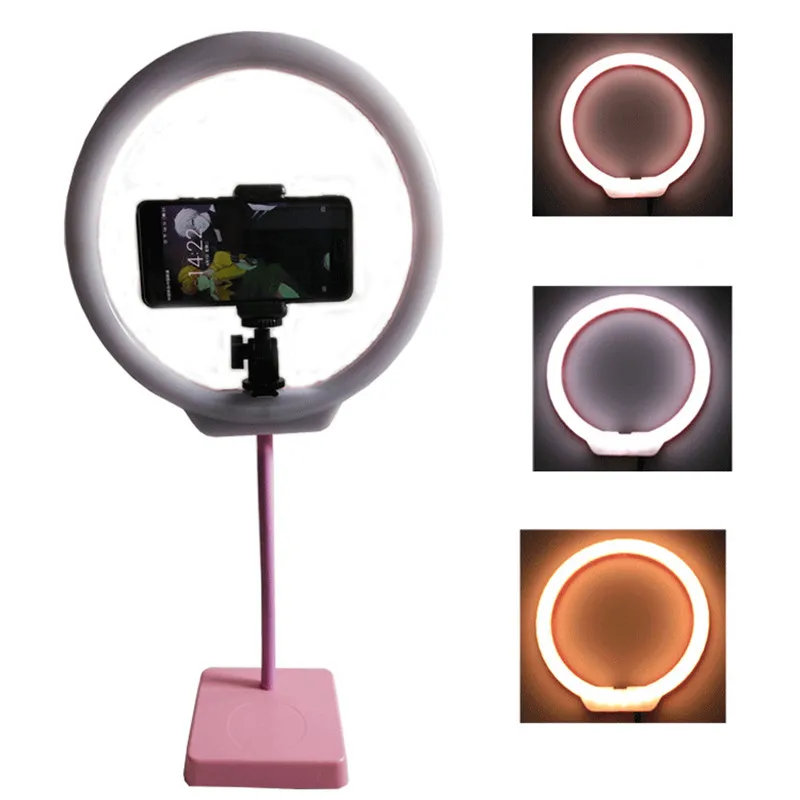 

Tycipy 10" Ring Light 144PCS LED Photography Dimmable Photo Studio Makeup Ring Light Phone Video USB Power Cord With Hose tripod