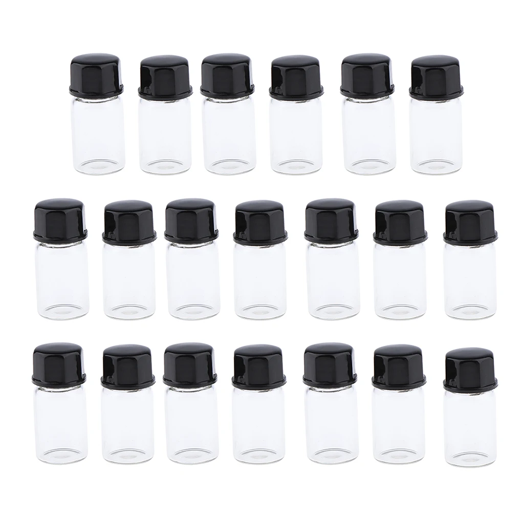 20Pcs 3ml Glass Bottles Vials Screwcap Containers Bottles for Essential Oils Serums Fragrance Perfume Toiletry Liquid