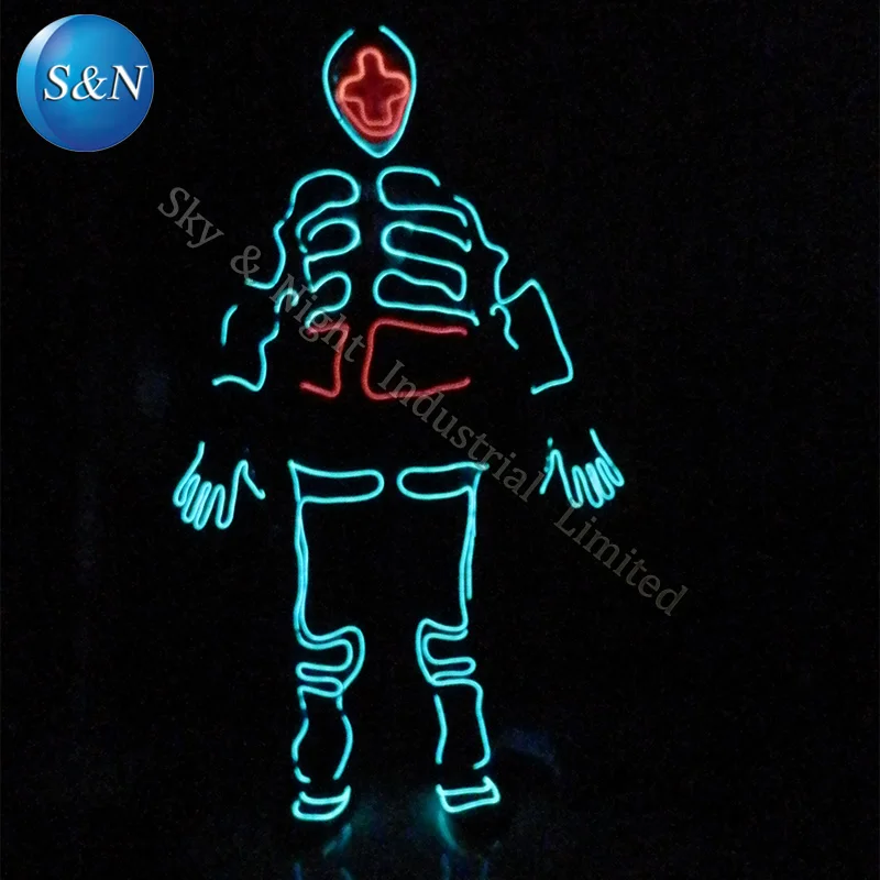 Cheap EL Tron Dance Tron light suit / LED robot suit / LED Clothing./ Luminous /Neon EL Wire / dance costume+Free Shipping