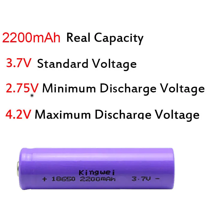 100 шт./лот kingwei Новый 2200 мАч 18650 Батареи 3.7 В Перезаряжаемые Батарея для фонарик PowerBank электронная сигарета Оптовая