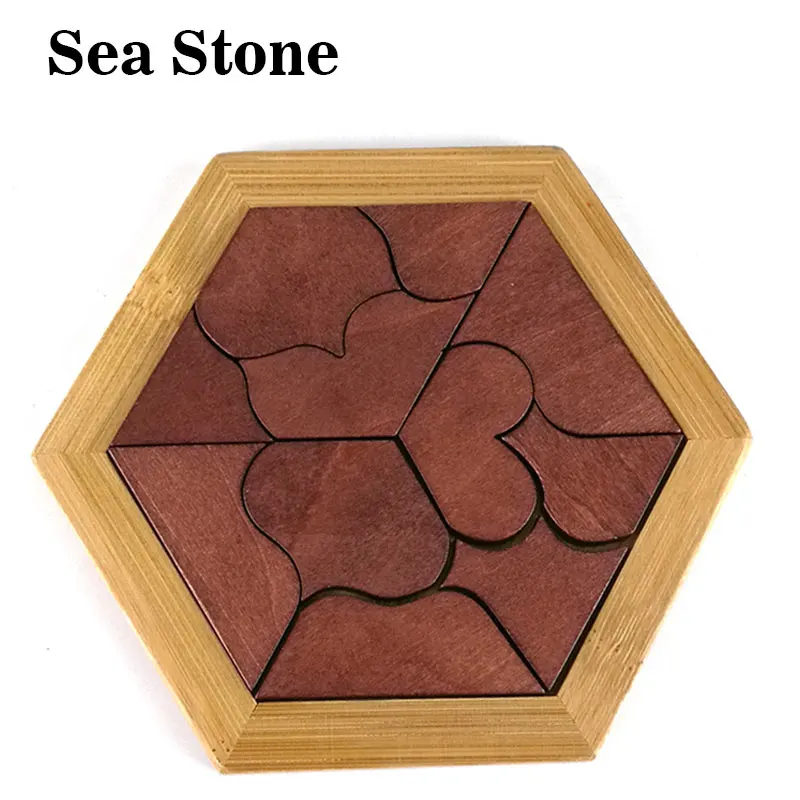 

Children Kids Puzzles Wooden Toys Tangram Jigsaw Board Wood Heart Shape Puzzle Educational Toys for kids Learning gifts toys