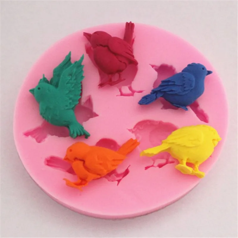 

4YANG Birds chocolate Party DIY fondant baking cake decorating tools silicone mold Fondant Cake sugar craft Moulds