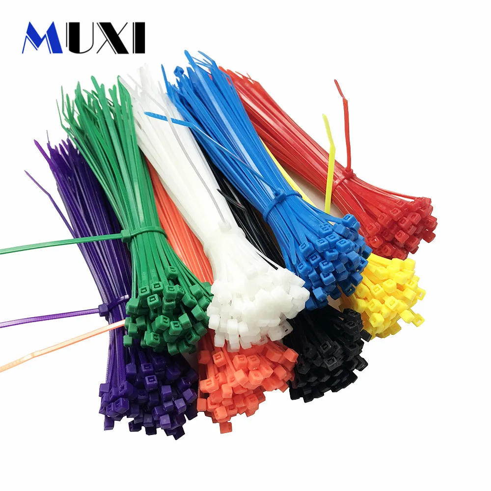 100Pcs/pack 8*250 High Quality width 5.2mm White BLack Self-locking Plastic Nylon Cable Ties Wire Zip Tie | Обустройство дома