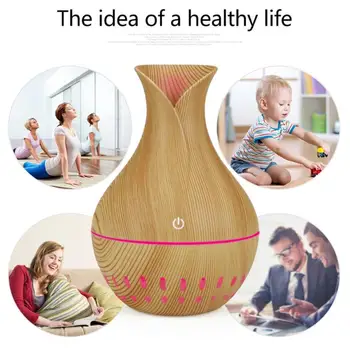 

USB Humidifier Aroma Essential Oil Diffuser Ultrasonic Wood Air Humidifier Cool Mist Maker with 7 Color Night Light for Home