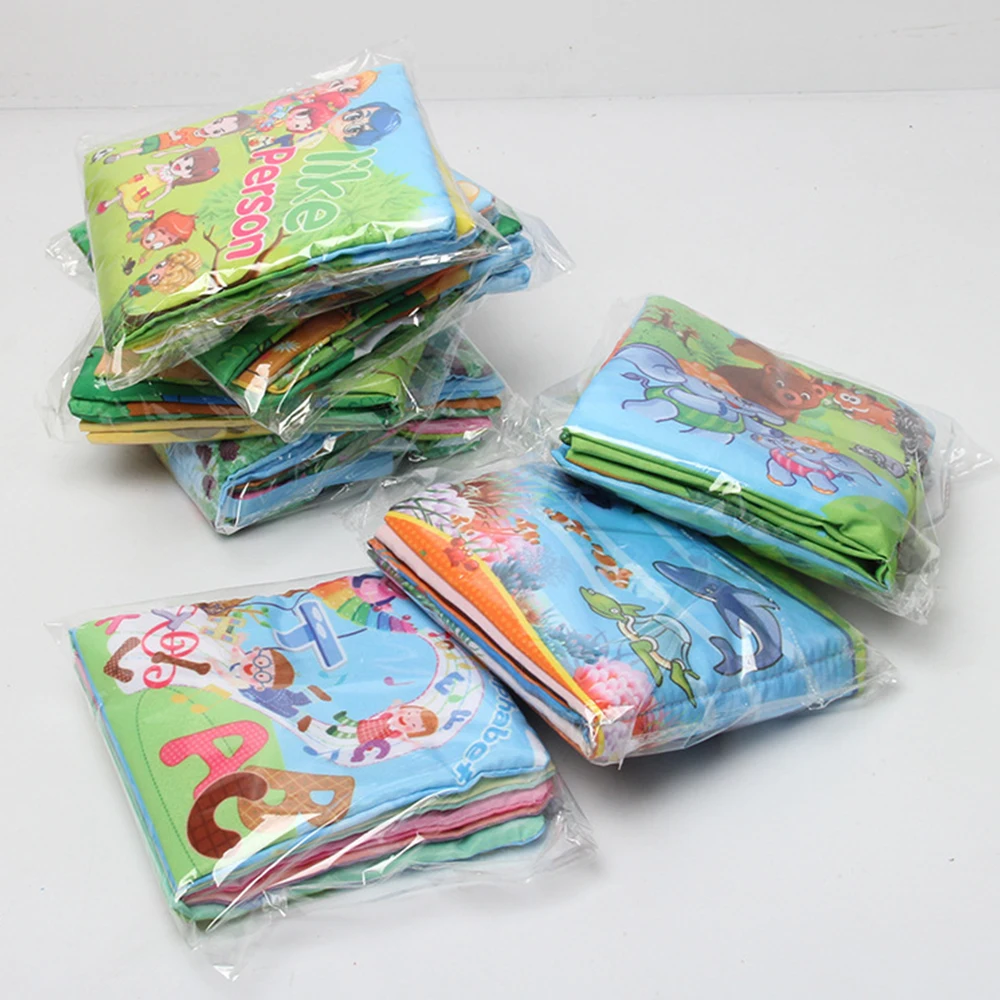 

Cheap Fabric Baby Book Soft Cloth Children's Books in English Language with Z-Z-Z Sounds Babies Learning Resources Rattles