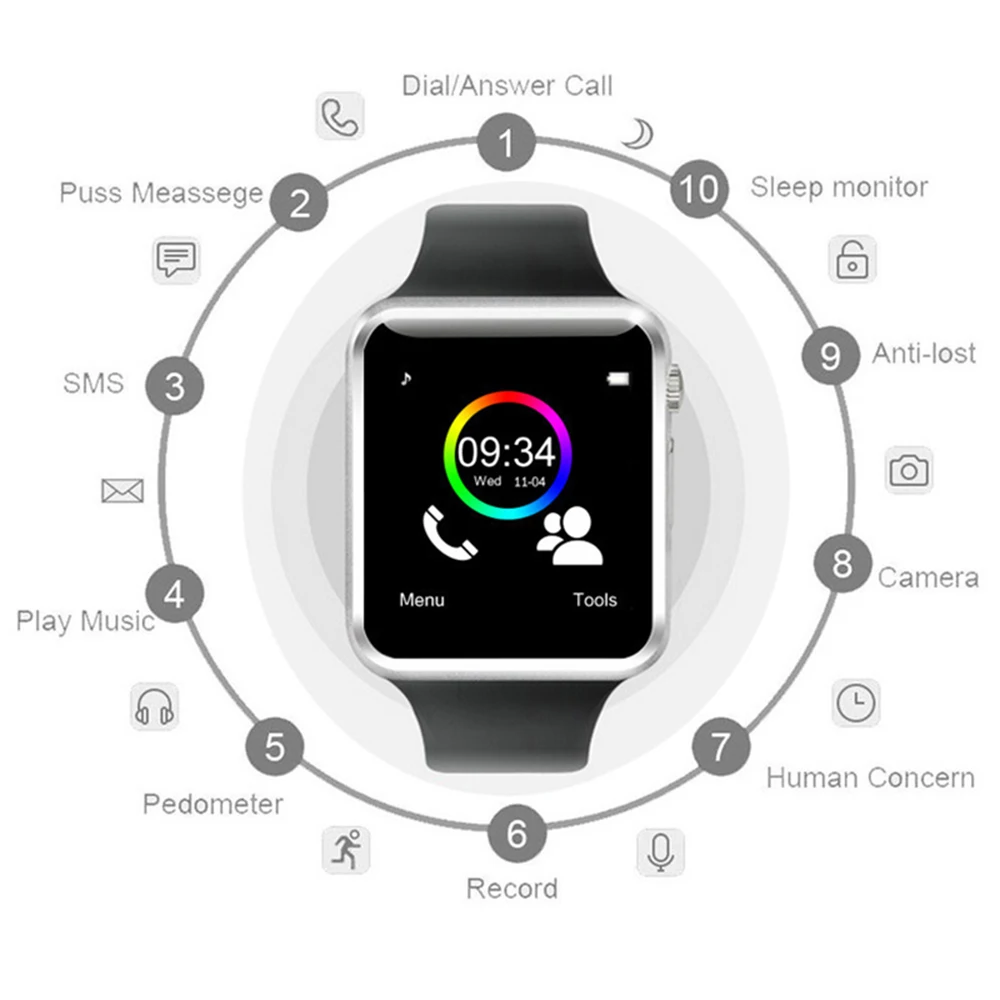  Smartwatch A1 for Android phones Support SIM TF card Call smart watch x6 Receive information Photog - 33056830555
