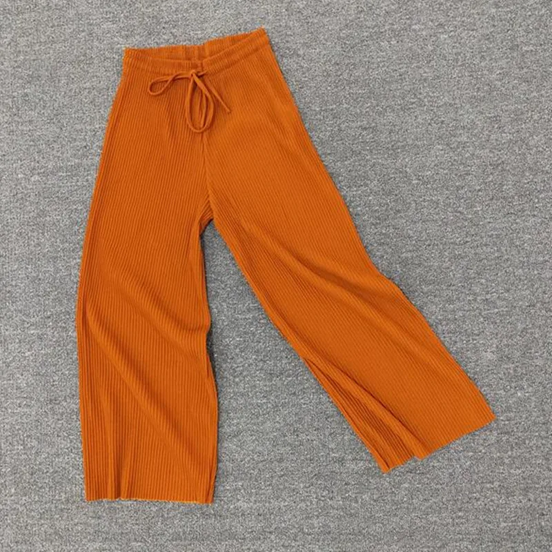 

Spring summer with seven points pleated chiffon women pants female high loose waist thin leisure wide-legged long pant girl
